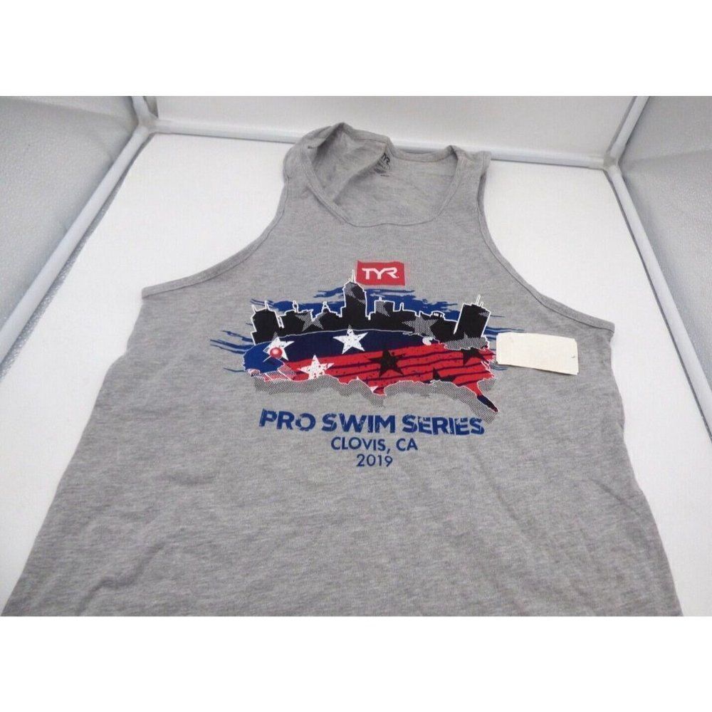TYR Unisex Pro Swim Series Clovis, CA 2019 Tank Top, heather Gray, Small